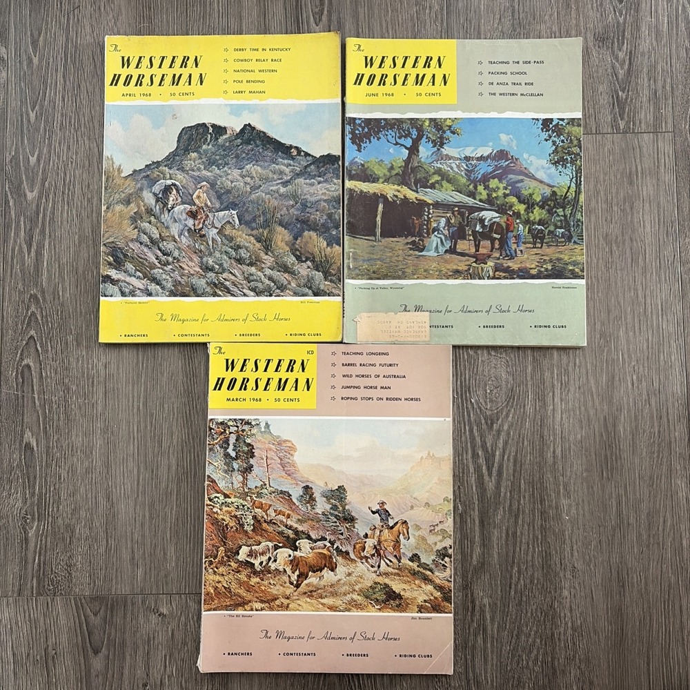 VTG The Western Horseman Cowboy Magazine Lot of 3 Mag Wild West Horses 1960 60s